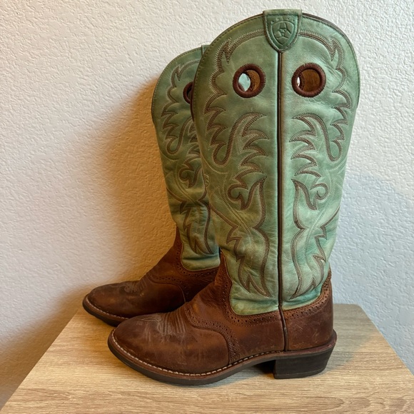 Ariat Shoes Ariat Heritage Buckaroo Cowboy Boots 6 Brown Turquoise